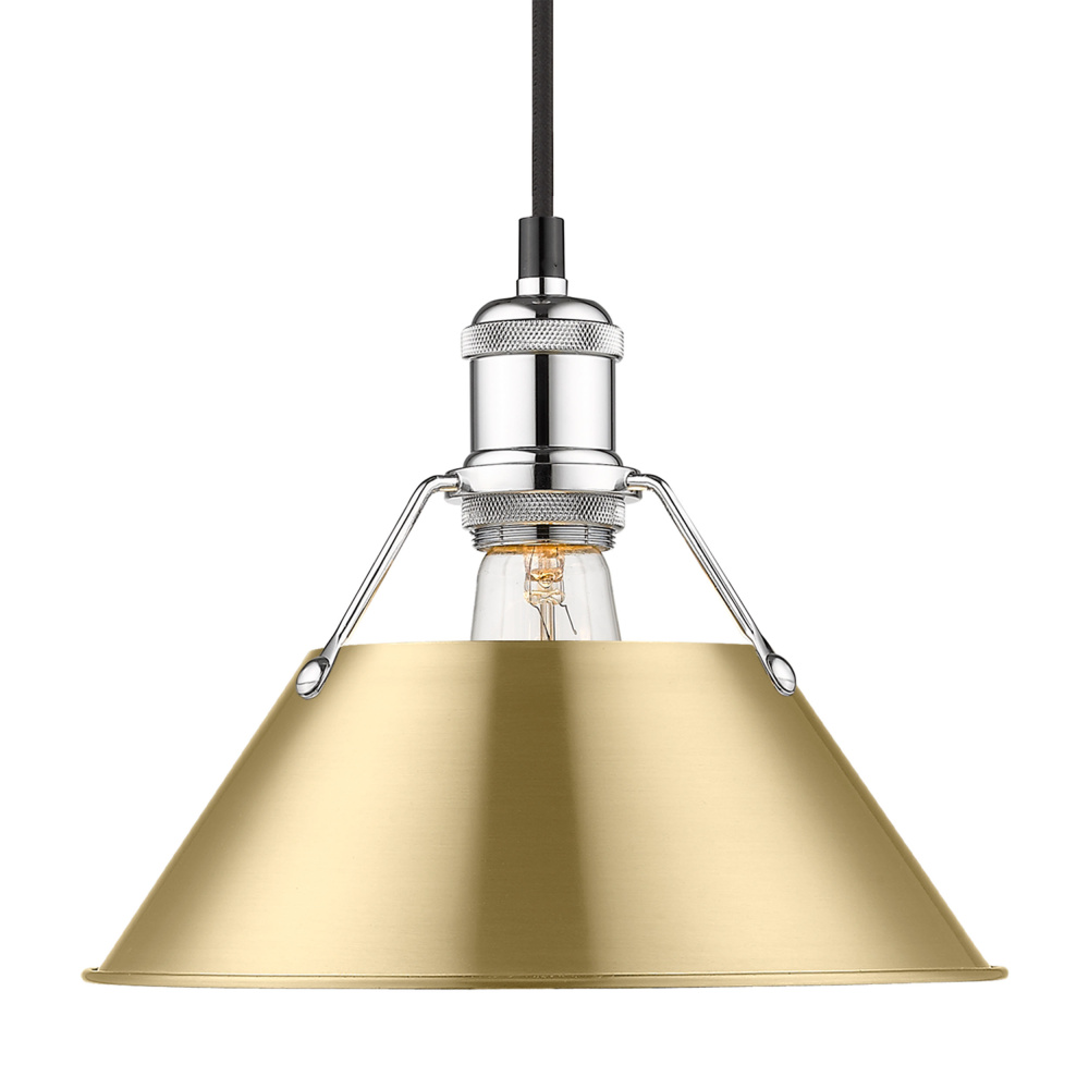 Yep by Golden Lighting Orwell 1-light 10in Pendant in Chrome and Brushed Champagne Brass shade